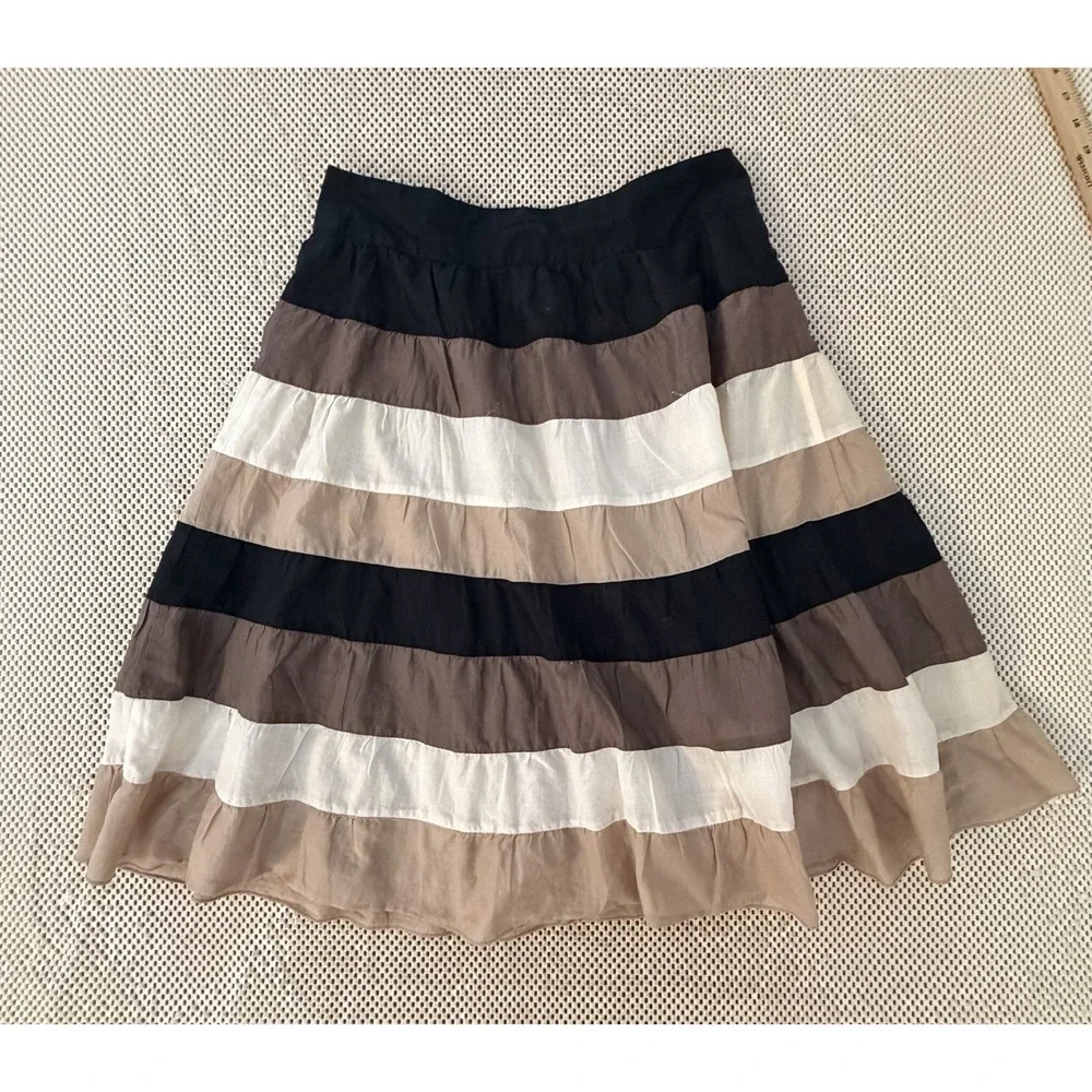 Y2K Mossimo Tiered Prairie Skirt 4 Midi A Line Quiet Luxury Color Block Preppy